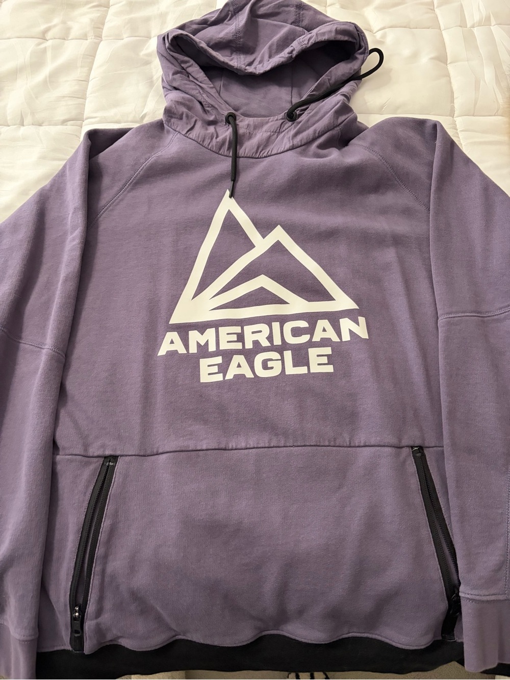 American Eagle Outfitters Men's Lavender Zip-Up Hoodie with Logo